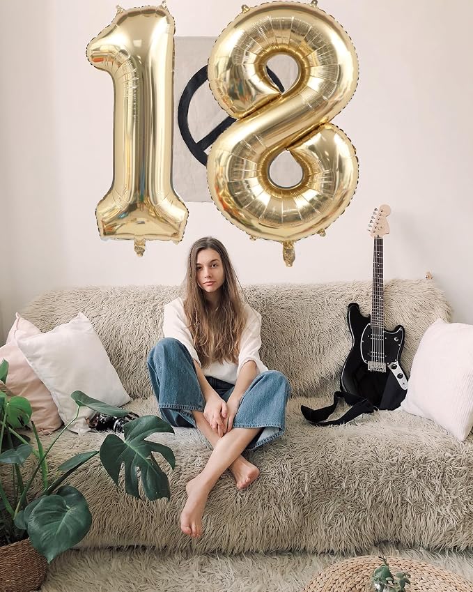 Light Gold 21 Number Balloons 40 Inch White Gold Giant 12 Foil Mylar Helium | - Image 7
