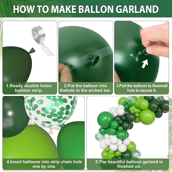 Amandir 153pcs Green Balloons Arch Garland Kit Different Sizes | 18 12 10 5 - Image 4