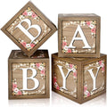 Epakh Baby Boxes with Letters for Baby Shower, Rustic Floral Brown Blocks Bear by Epakh