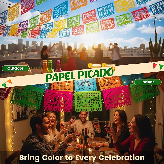DOMESTAR 5 Packs 90 FT Mexican Party Decorations, Fiesta Party Banners | Papel - Image 3
