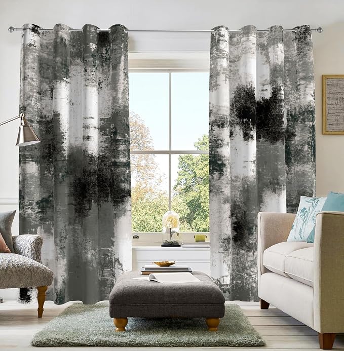 Asuexpect Black Grey Abstract Curtains 2 Panels Abstract Rust Curtain Room - Image 5