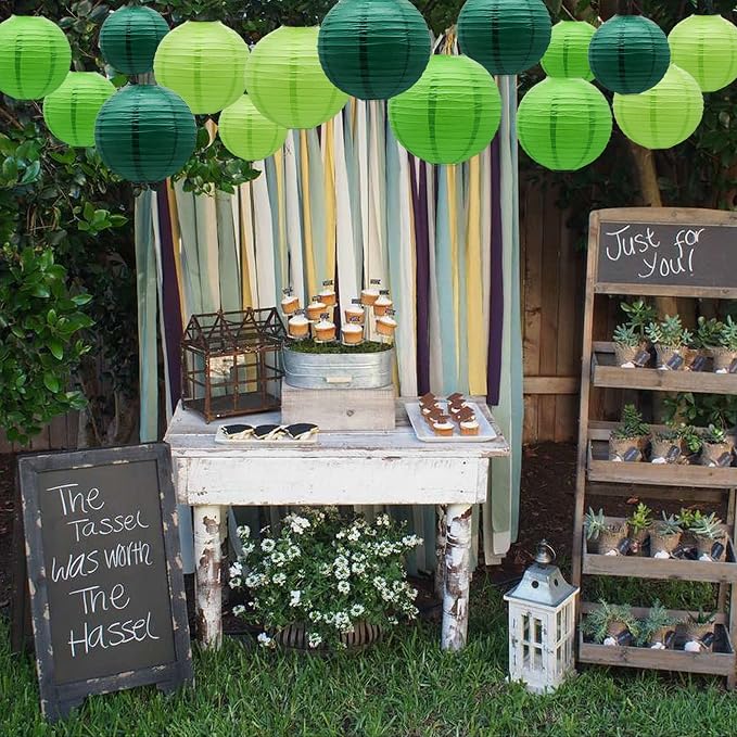 15 Pcs Green Paper Lanterns, graduations, baby showers and St. Patrick's Day - Image 3