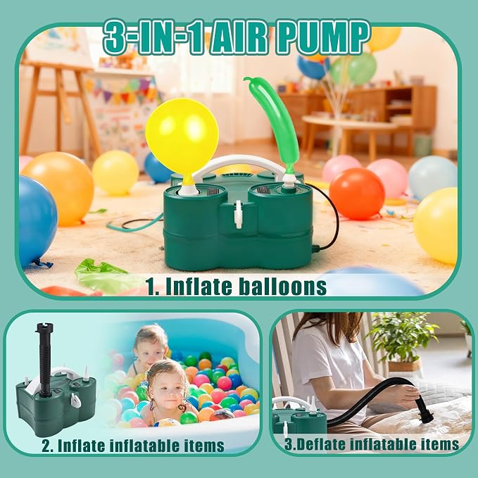 PCFING Balloon Pump Electric, Portable 3-in-1 Air Pump Inflator Blower Machine - Image 3