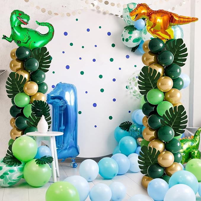 2 Sets Dinosaur Balloon Column Stand Kits Adjustable Green Gold Balloons Column - Image 6