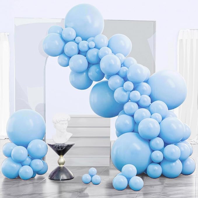 PartyWoo Light Blue Balloons 140pcs Baby Pastel Sky Aqua Blue Color | Different by PartyWoo