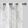 FMFUNCTEX Linen Sage Green White Semi Sheer Print Curtains 63 Inch 2 Panels | by Fmfunctex
