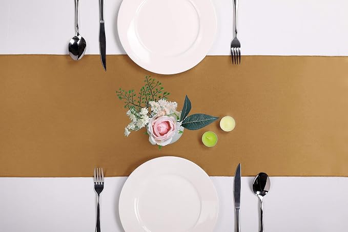 15-Pack Satin Table Runner Old Gold 12 x 108 inches Long, Table Runners - Image 7