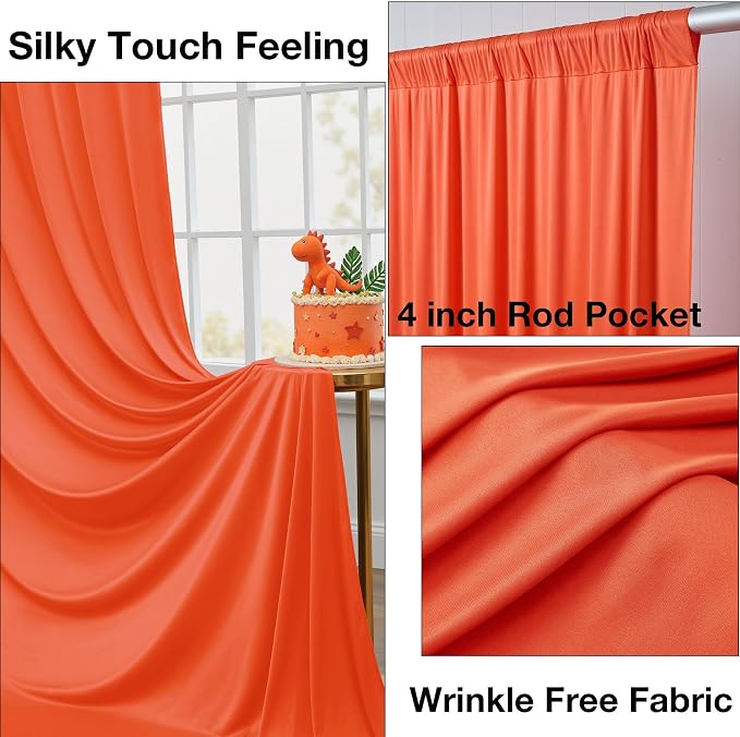 20ftx10ft Wrinkle Free Orange Backdrop Curtains - Image 2