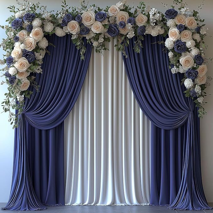 ESGOTBME 10x10ft Wrinkle Free Navy Blue Backdrop Curtain - Image 5