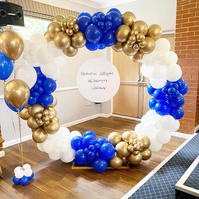 201Pcs Royal Blue and Gold Balloon Arch Kit, Explosion Star Blue Gold and White - Image 3