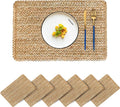 Woven Placemats Set of 6 Rattan Placemats Rectangle Natural Placemats Wicker by CYSISTERS