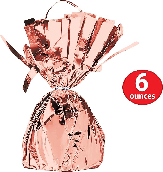 Beistle Metallic Wrapped Balloon Weight – 6 Pack, Rose Gold Balloon Centerpiece - Image 2