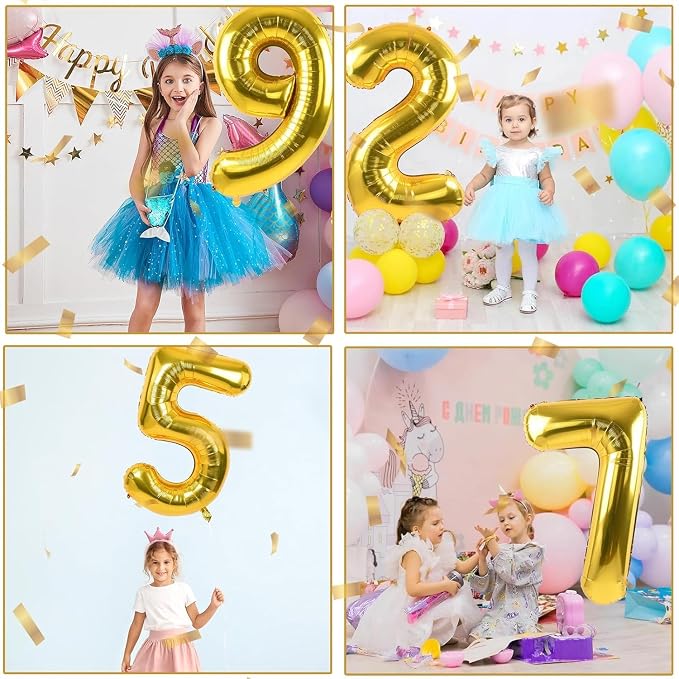 40 inch Gold Number Balloon Giant Foil Helium Balloons Gold Number 9 Balloon - Image 3