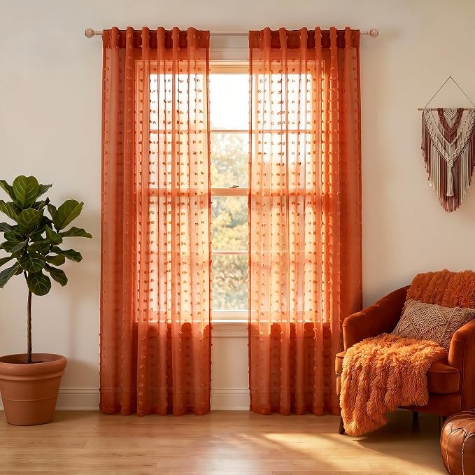 KOUFALL Terracotta Boho Curtains by KOUFALL