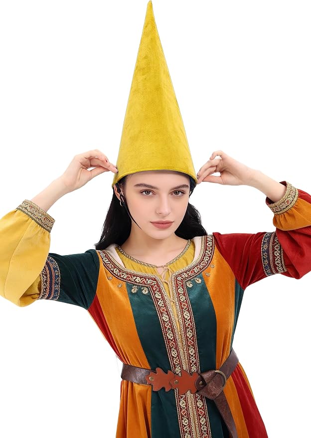 Medieval Pointed Cone Hat Renaissance Dwarf Elf Headwear - Image 3