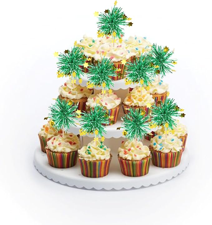 30 PCS Foil Firework Cupcake Toppers Happy Birthday Star Cupcake Picks Sparkle - Image 6