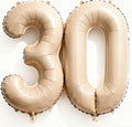Beige Number 30 Balloons 40 Inch | Giant Beige 30 Foil Mylar Balloons, 30th by COLORFULELVES