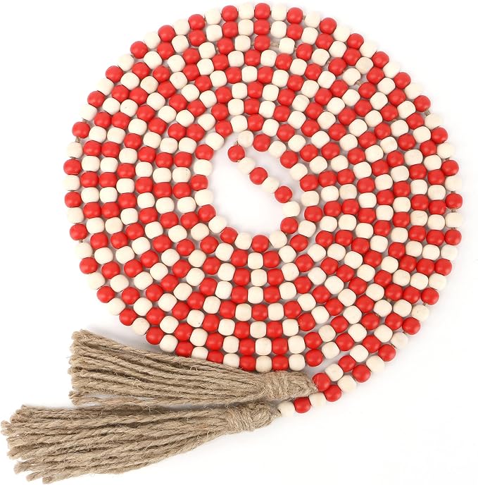 CVHOMEDECO. 16 Feet Wood Beads Garland by CVHOMEDECO