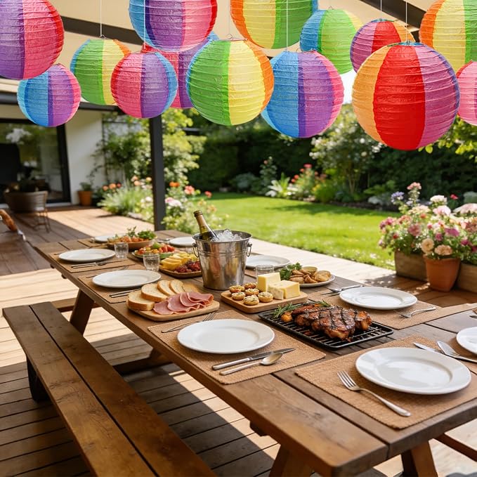 Goaste 20 Pack Colorful Paper Lanterns, 2 Sizes Colorful Hanging Ball Lantern - Image 9