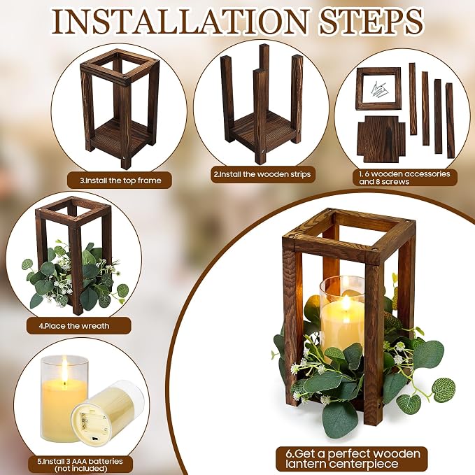 18 Pcs Wooden Lantern Centerpiece - Image 3