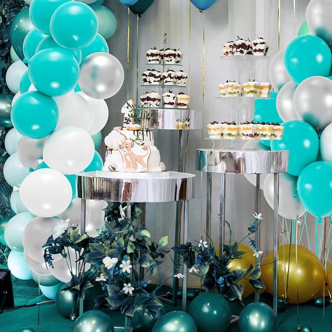 50pcs Teal Balloons, 12inch Turquoise Latex Balloons kit - Image 3