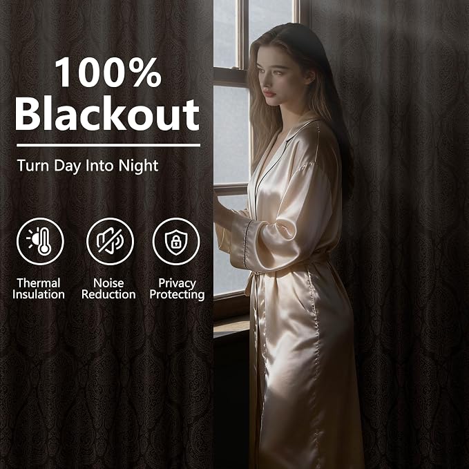 DWCN Brown Blackout Curtains for Bedroom 84 Inch Long - Image 3