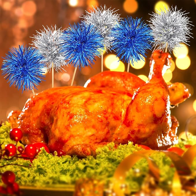 Chinco 100 Pcs Foil Firework Cupcake Toppers Sparkle Tinsel Cake Toppers Cake - Image 7