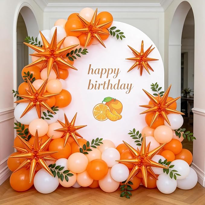 9Pcs Orange Star Balloons, Large Explosion Star Foil Balloons, Metallic Orange - Image 6