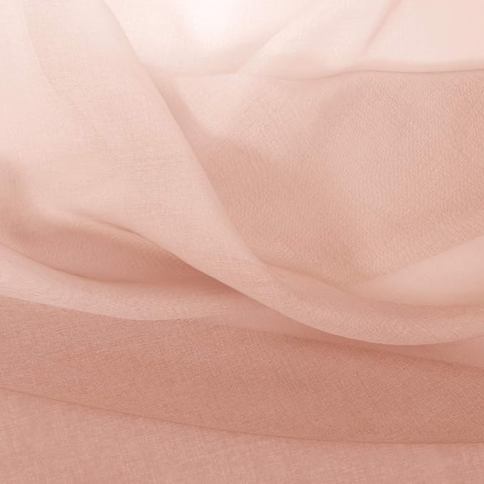 DWCN Blush Pink Faux Linen Ombre Sheer Curtains - Image 7