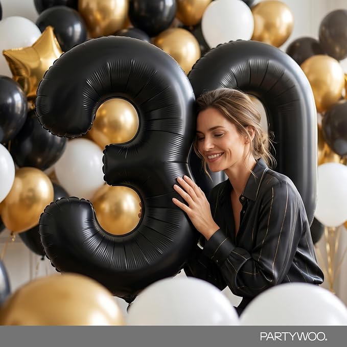 PartyWoo Number Balloons 40 Inch Black Number 3 Kit 25pcs - Image 8
