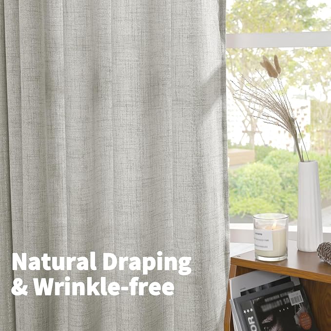 YoungsTex Light Grey Linen Curtains 54 Inch Length - Image 5