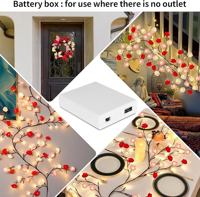 7.55FT 144LED Rose Blossom Enchanted Willow Vine Lights - Image 7