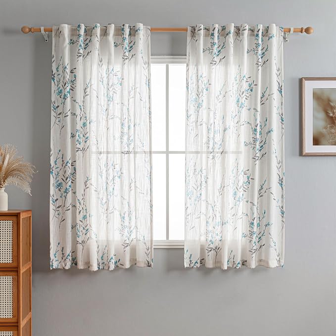 MYSKY HOME Sheer Curtains 63 Inch Length 2 Panels - Image 2