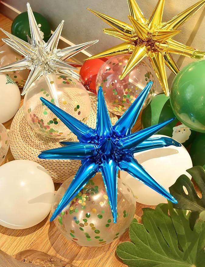 Blue Star Balloons, Large Spike Balloons | 22 Inch Star Balloons, One-Piece - Image 2