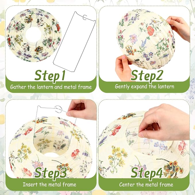 Honoson 12 Pcs Wildflower Paper Lanterns Spring Floral Wildflower Party - Image 6