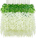 24 Pack Wisteria Hanging Flowers, 3.6 Feet/Pcs White Wisteria Artificial Flowers by Waipfaru