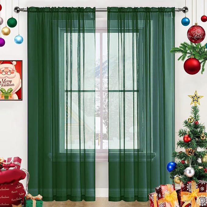 SpaceDresser Sheer Voile Window Treatment Rod Pocket Curtain Panels by SpaceDresser