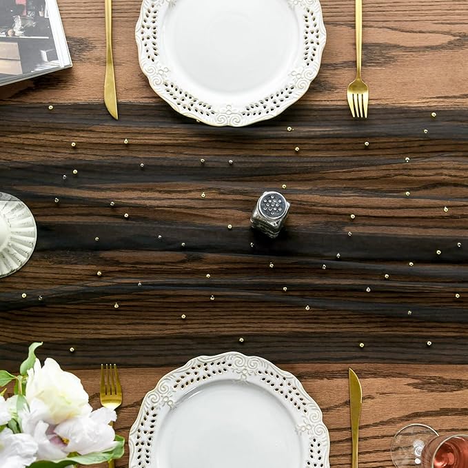 Artoid Mode Pearl Black Gauze Table Runner 59x120 Inch, Seasonal Sheer Kitchen - Image 2