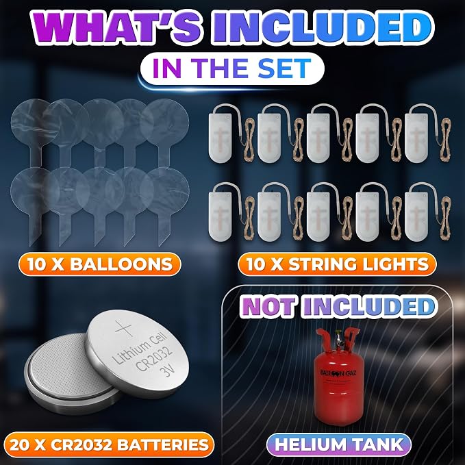 LED Light Up Balloons 10 Pcs, 20 Inch Clear Balloons - Image 2