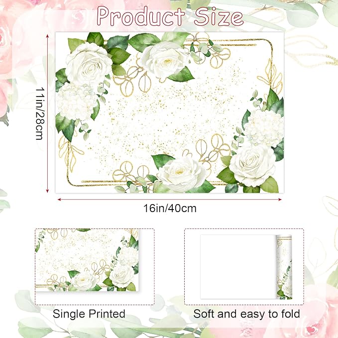 Paper Placemats Disposable 50 Pack Flower Placemat Disposable Place Mats 16 x - Image 2