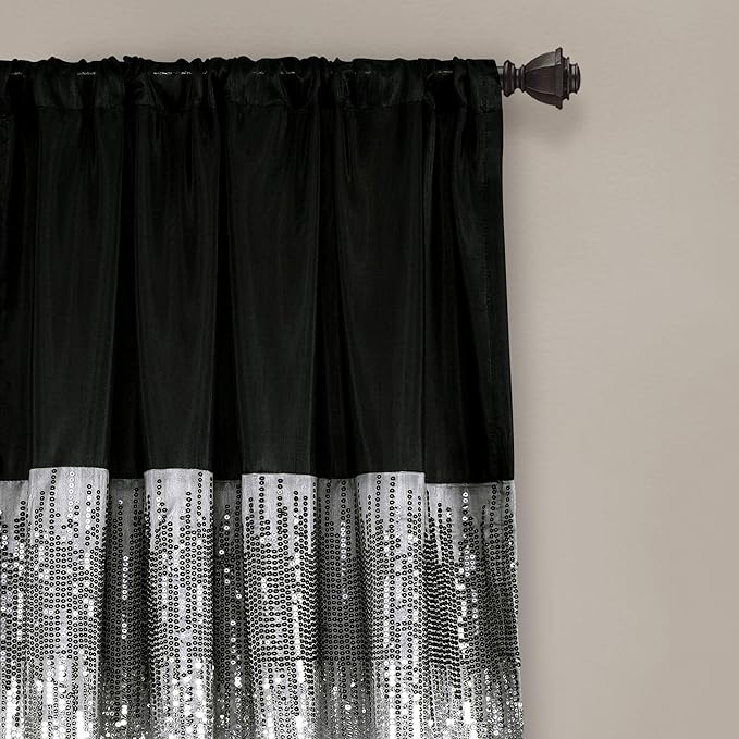 Lush Decor Night Sky Window Curtain Panel, Single 42"W x 84"L Black & Gray - Image 2
