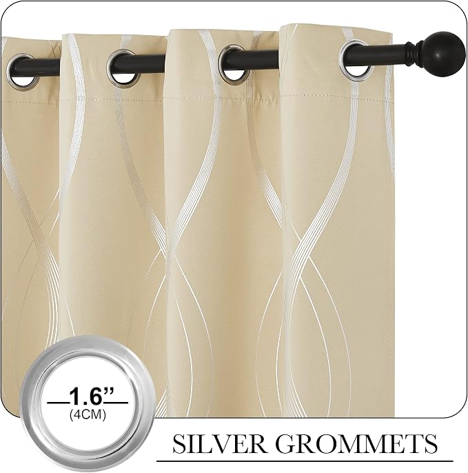 NICETOWN Kitchen Blackout Curtain Panels, Biscotti Beige, 42 by 54 Inch - Image 2