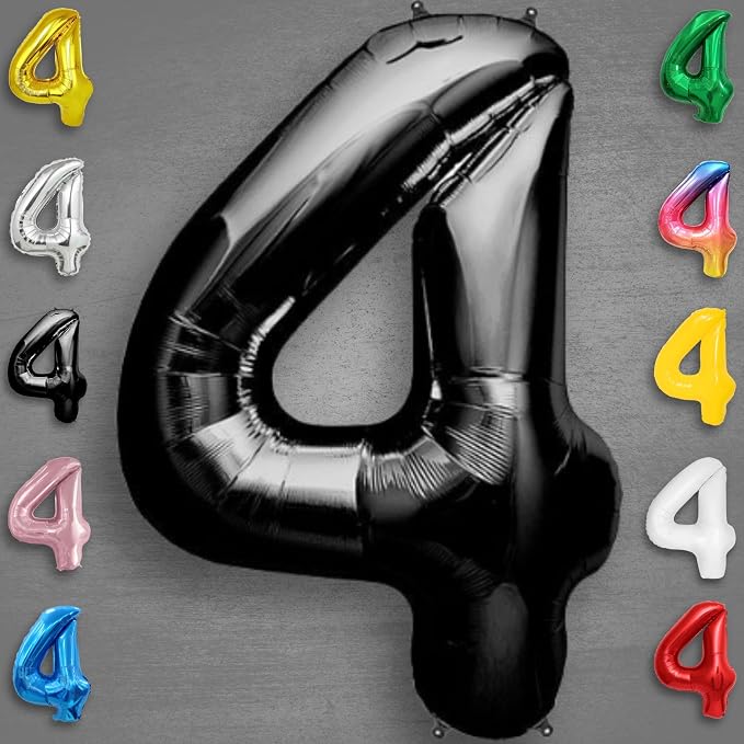 Black Number Balloon Four Mylar Foil Balloons 16 inch Small - Image 6