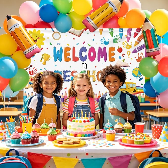 MEHOFOND Welcome to Preschool Banner Colorful Back to School Kids Classroom - Image 6