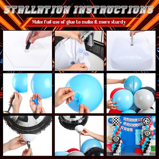 Kasyat 2 Sets Race Car Column Stand Kit Two Balloon Garland Arch Kit Dusty Blue - Image 4