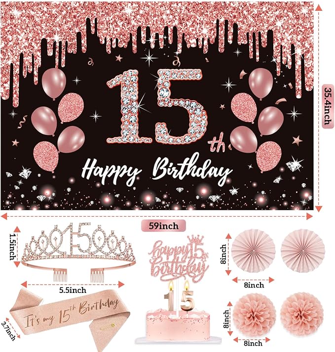 51Pcs 15th Birthday Decorations - Image 5