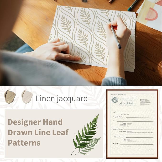 BGment Beige Leaf Jacquard Curtains - Image 4