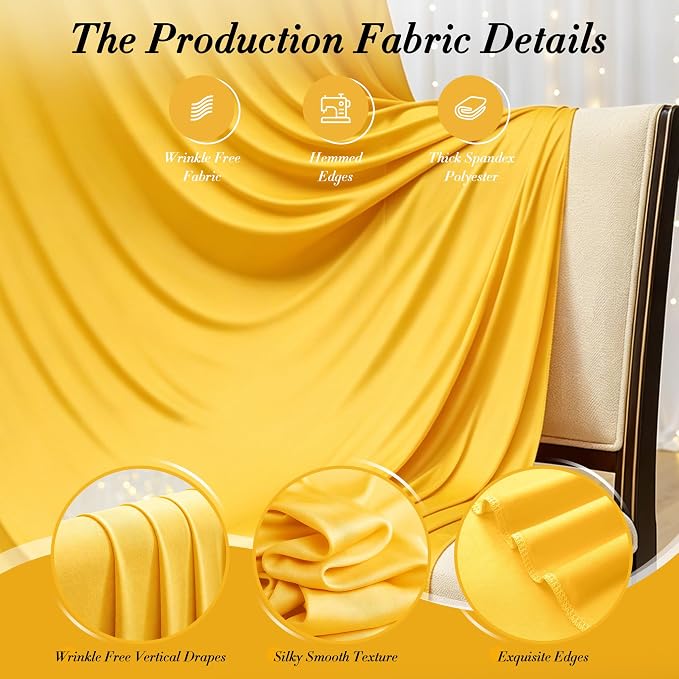 10 ft x 10 ft Wrinkle Free Yellow Backdrop Curtain - Image 5