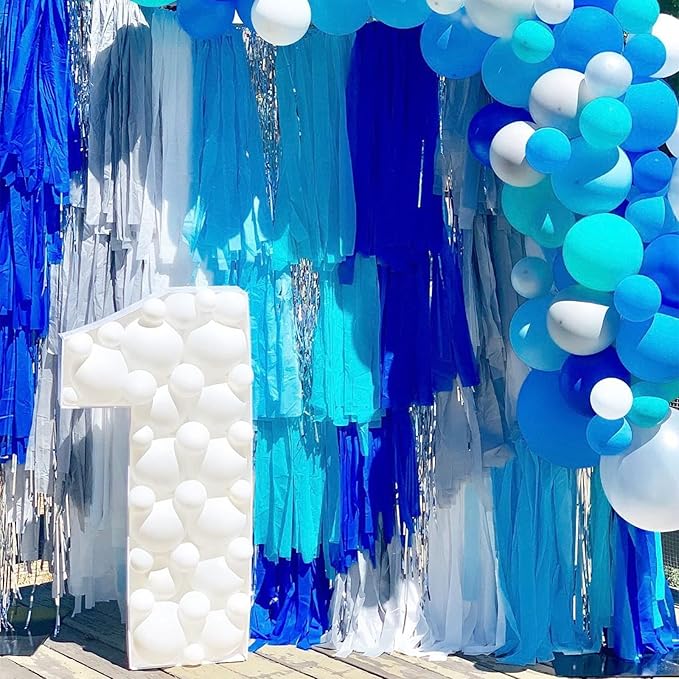 PartyWoo Crepe Paper Streamers 4 Rolls 328ft, Pack of Light Blue Crepe Paper for Party, Wedding, Birthday & Baby Shower Decorations (1.8 Inch x 82 Ft/Roll)