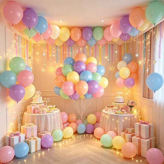 Rainbow Balloons, 65 Pieces Multi Colorful Latex Balloon - Image 6